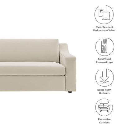 Liora Performance Velvet Sofa by Modway in beige stain-resistant velvet with solid wood legs on Tampa Home & Garden Store