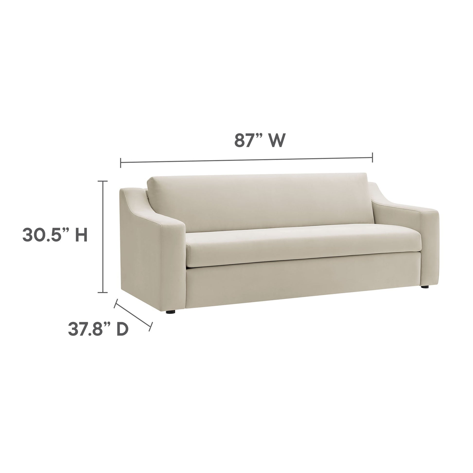 Liora Performance Velvet Sofa by Modway, beige velvet, modern living room furniture on Tampa Home & Garden Store