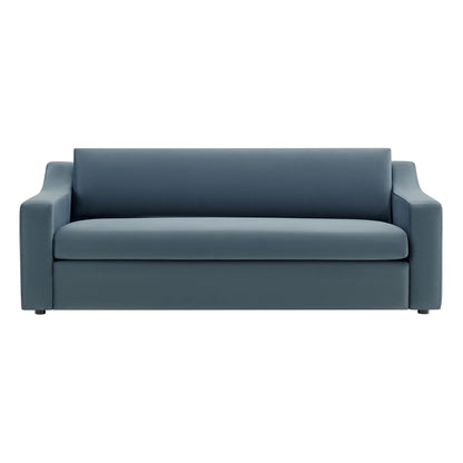 Liora Performance Velvet Sofa by Modway in blue velvet with squared arms on Tampa Home & Garden Store