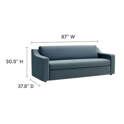 Liora Performance Velvet Sofa by Modway in blue velvet, 87 in wide on Tampa Home & Garden Store