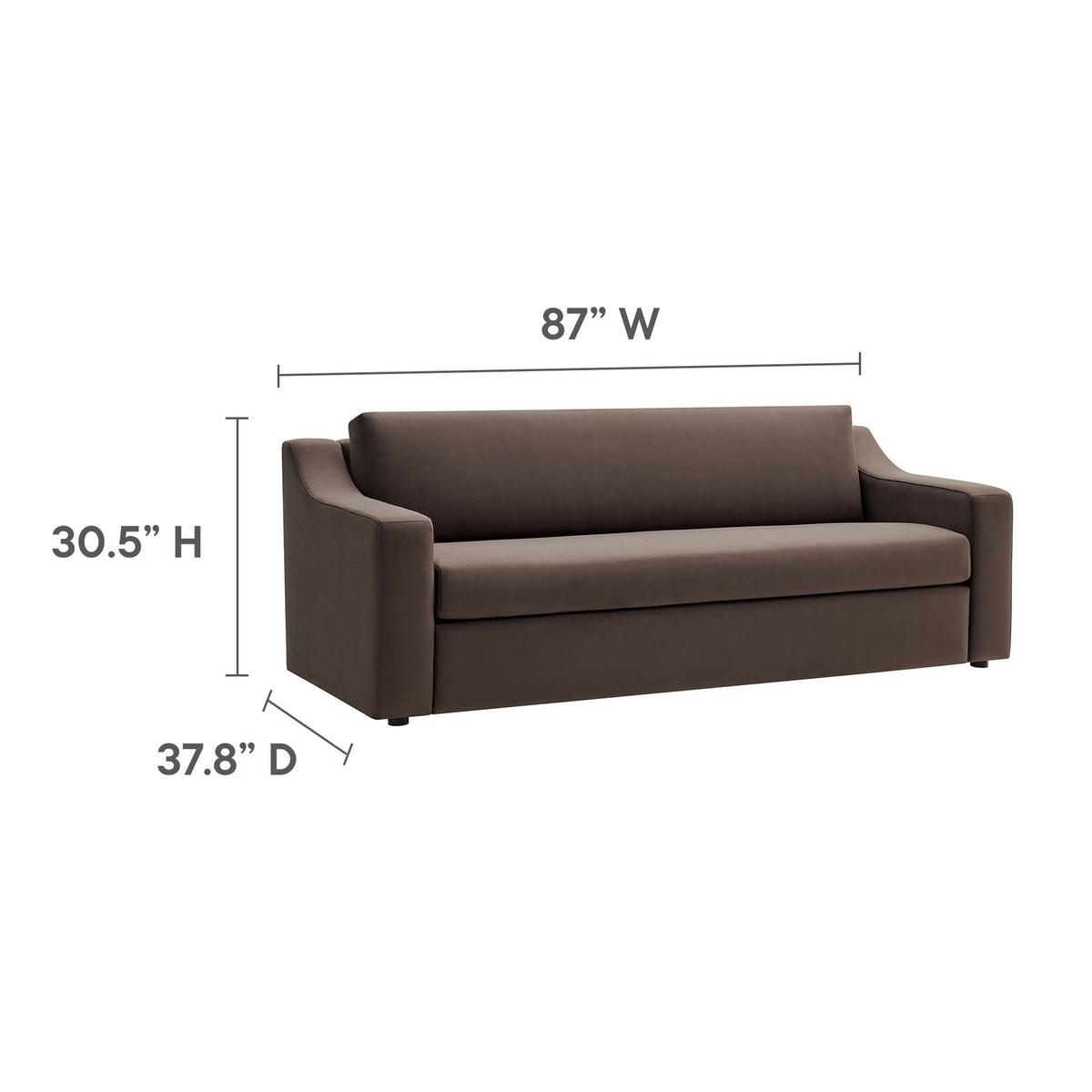Liora Performance Velvet Sofa by Modway in brown velvet for a chic living room set on Tampa Home & Garden Store