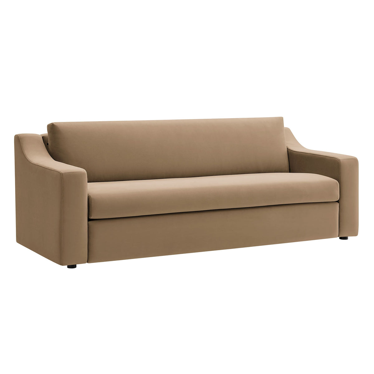 Liora Performance Velvet Sofa by Modway in tan velvet with square arms on Tampa Home & Garden Store