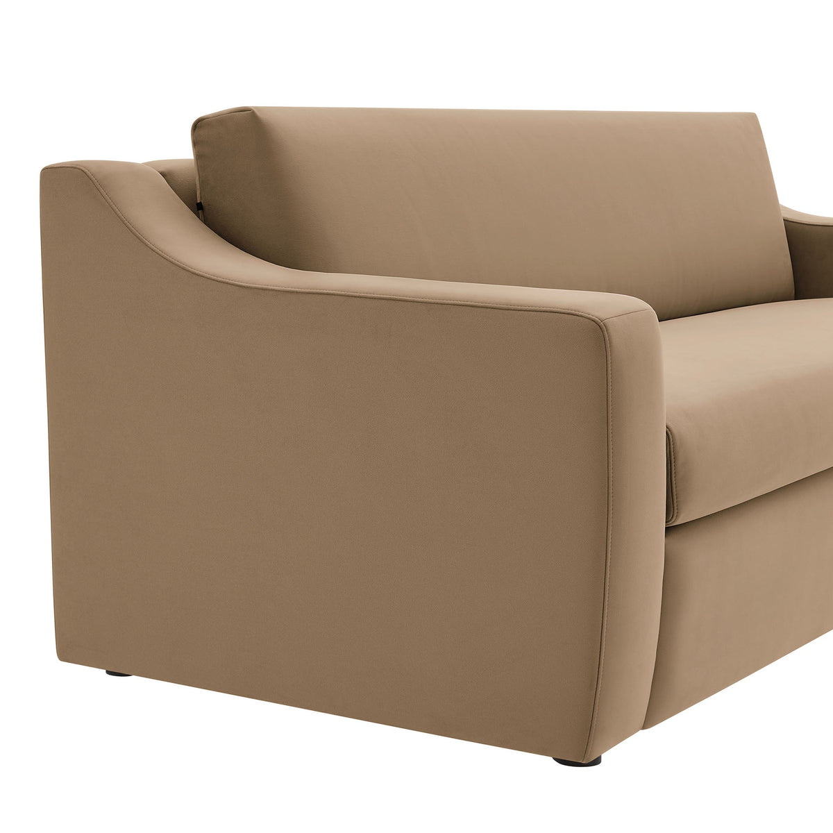 Liora Performance Velvet Sofa by Modway in tan velvet with curved arms on Tampa Home & Garden Store