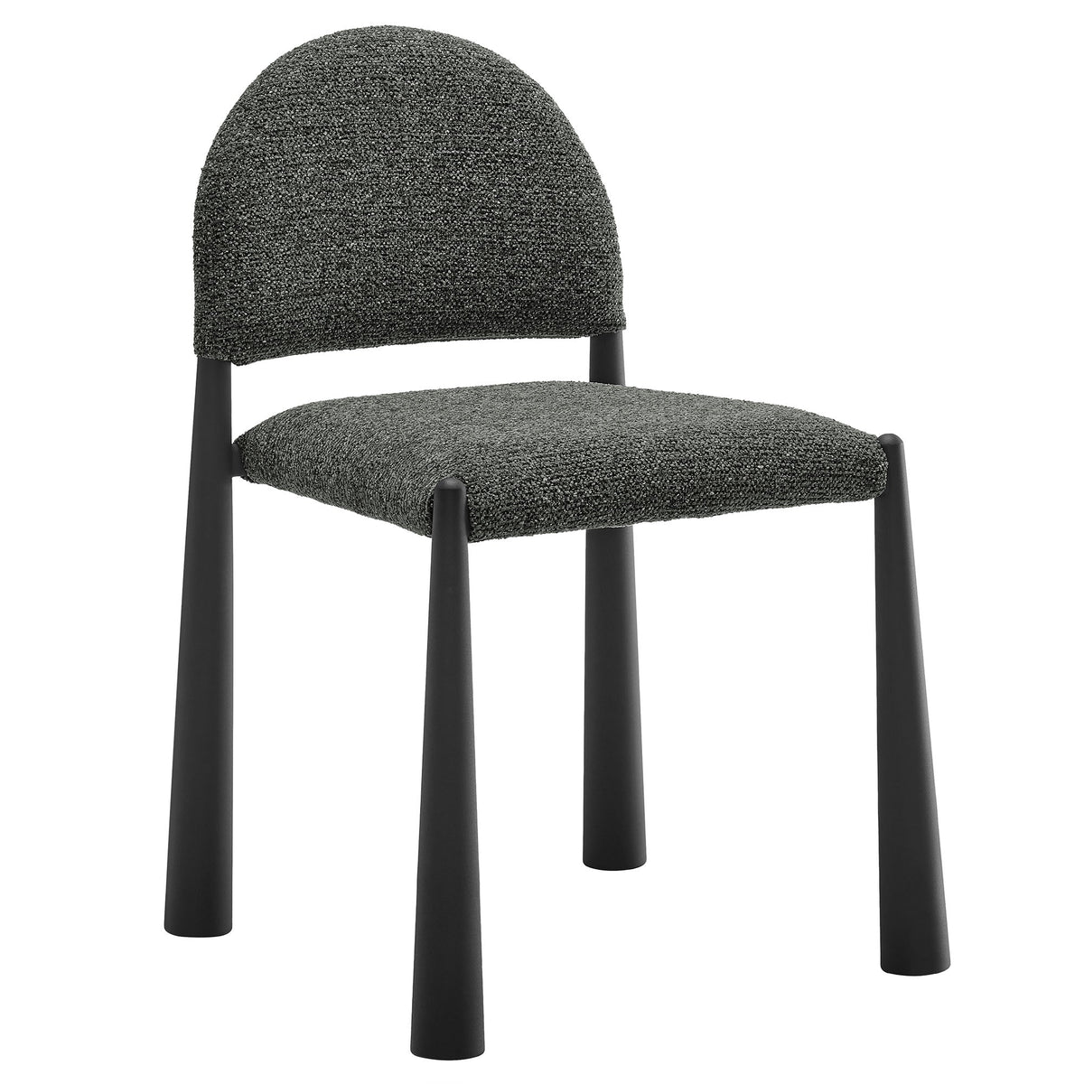 Pair of Hayley upholstered dining side chairs in charcoal gray fabric with black legs on Tampa Home & Garden Store