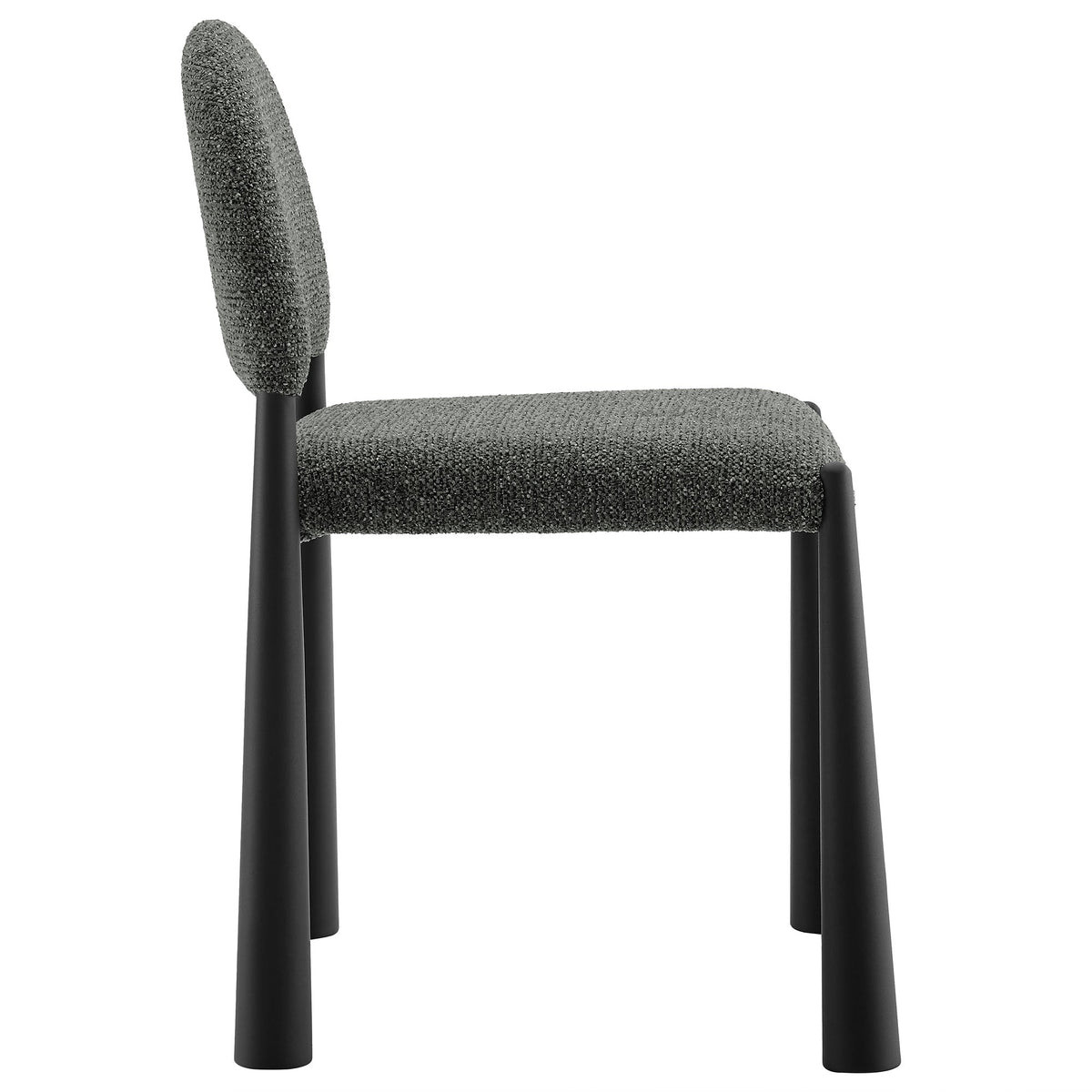 Hayley Upholstered Fabric Dining Side Chair, textured gray fabric with black legs on Tampa Home & Garden Store