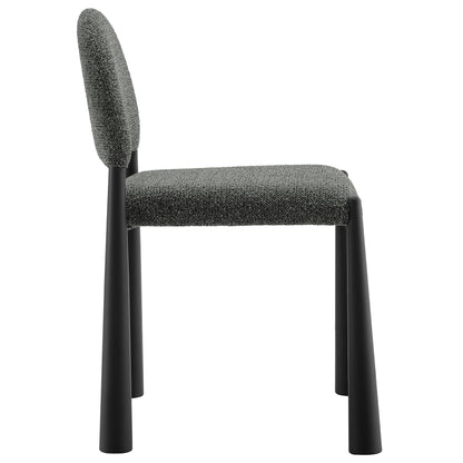 Hayley Upholstered Fabric Dining Side Chair, textured gray fabric with black legs on Tampa Home & Garden Store