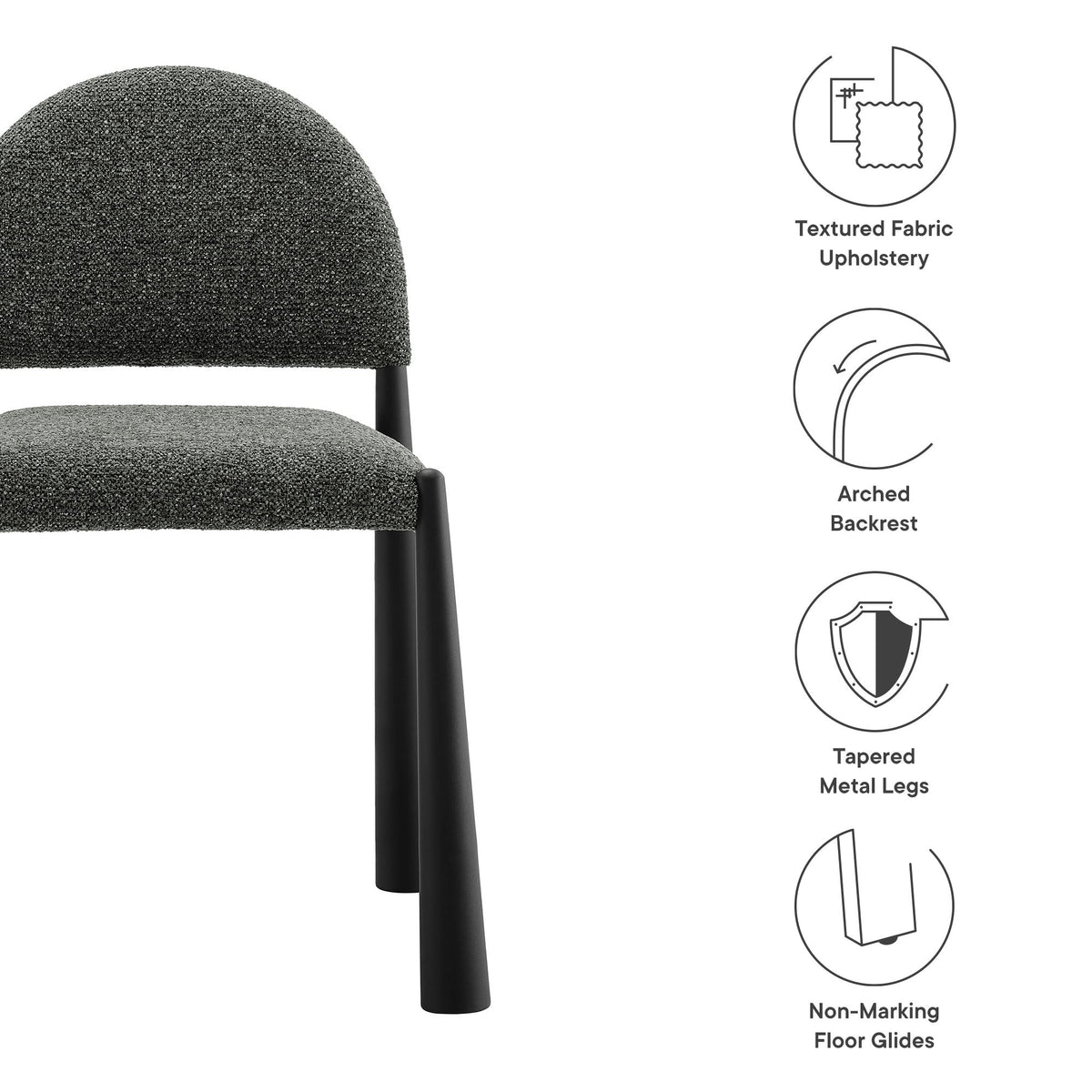 Hayley Upholstered Fabric Dining Side Chair dark charcoal textured fabric Modway on Tampa Home & Garden Store