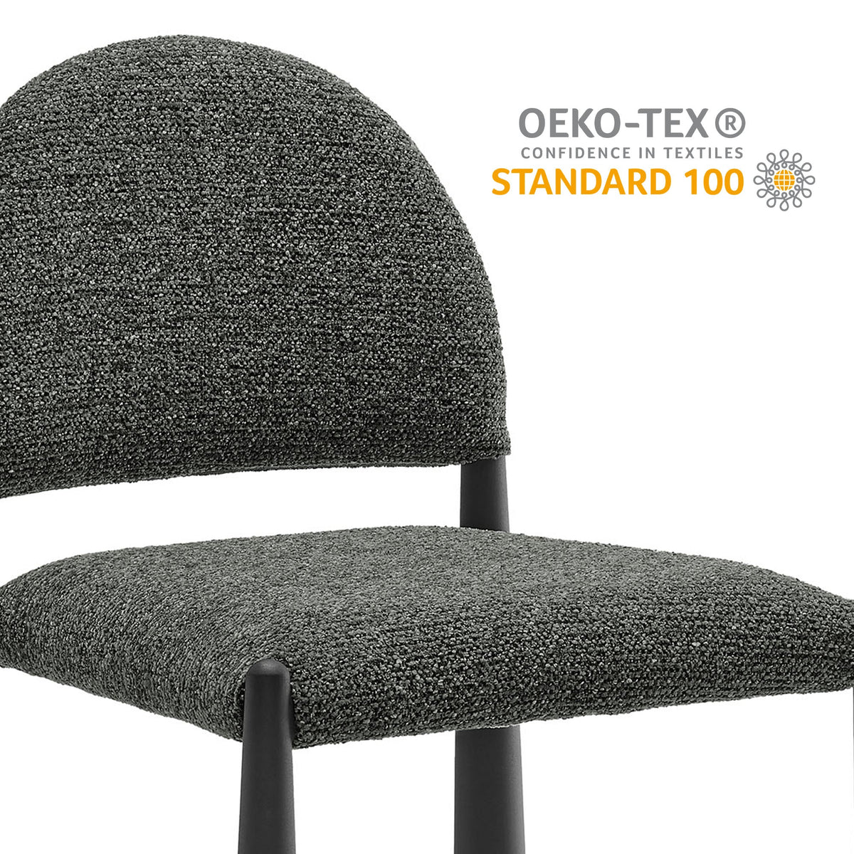 Hayley Upholstered Fabric Dining Side Chair set of 2 charcoal boucle with black legs Modway on Tampa Home & Garden Store