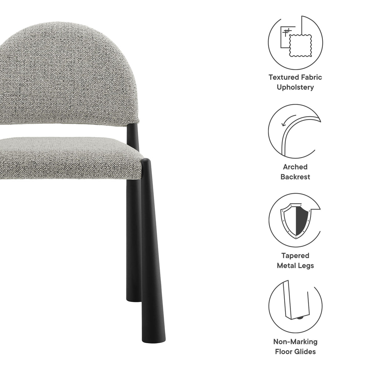 Hayley Upholstered Fabric Dining Side Chair by Modway, textured beige fabric, black legs on Tampa Home & Garden Store