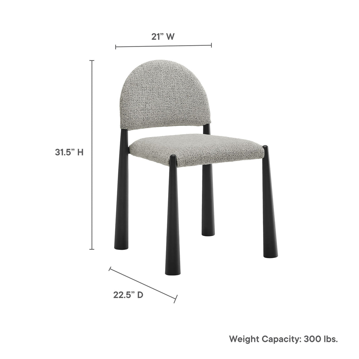 Hayley upholstered fabric dining side chair by Modway light gray textured fabric with black legs on Tampa Home & Garden Store