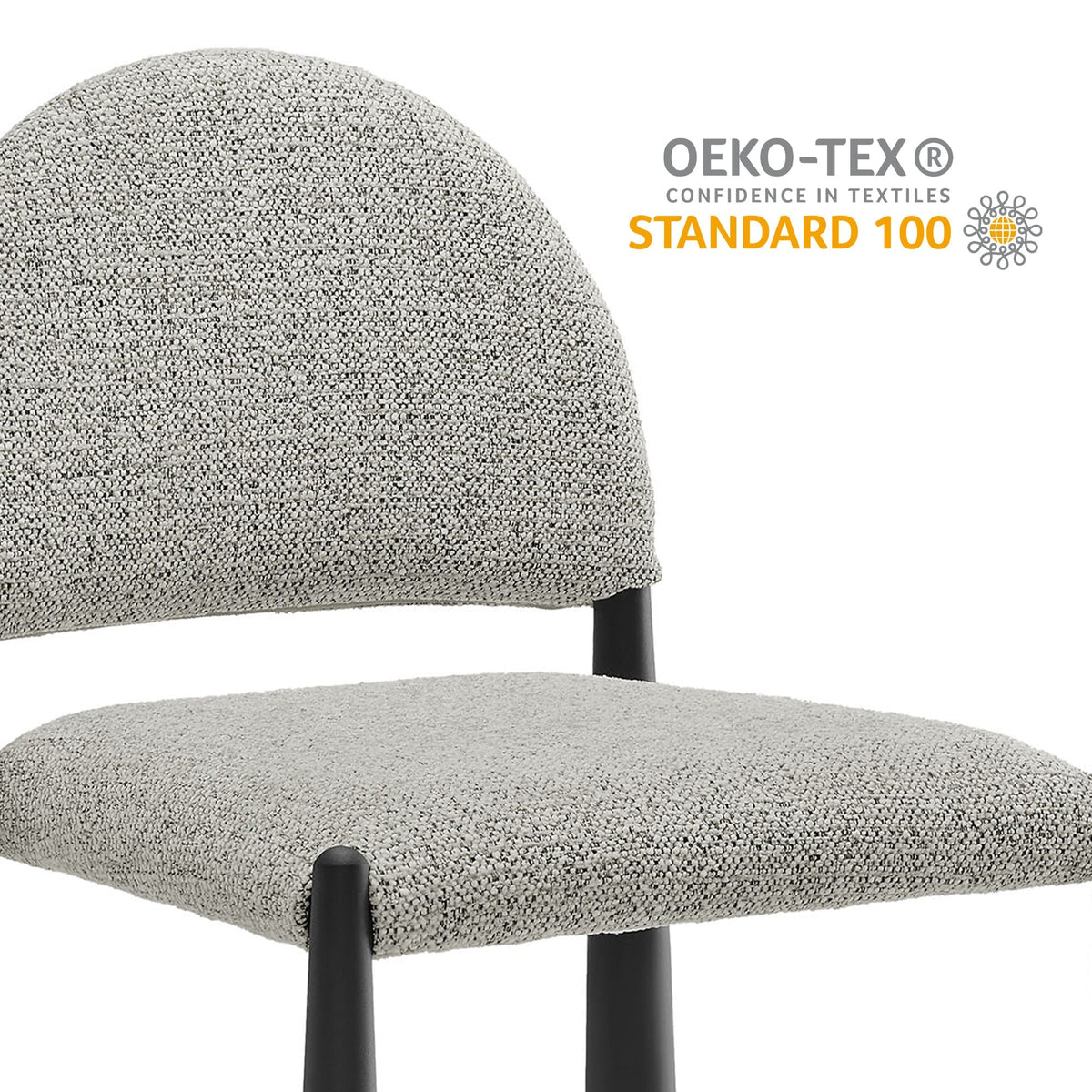 Hayley upholstered fabric dining chairs gray textured weave black legs on Tampa Home & Garden Store
