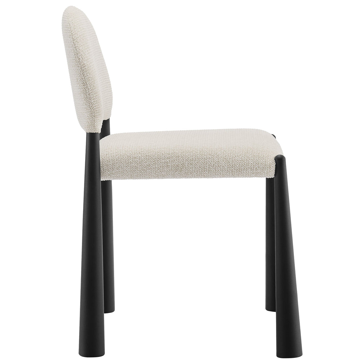Hayley Upholstered Dining Side Chair ivory boucle upholstery with black legs by Modway on Tampa Home & Garden Store