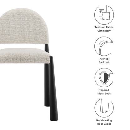 Hayley upholstered dining side chair in beige textured fabric with arched back and tapered legs on Tampa Home & Garden Store