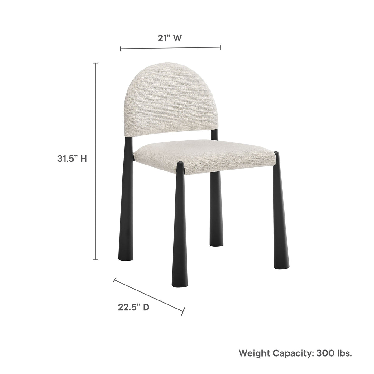 Hayley Upholstered Fabric Dining Side Chair beige fabric with black legs by Modway on Tampa Home & Garden Store