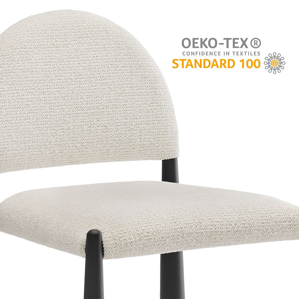 Hayley Upholstered Fabric Dining Side Chair beige textured fabric with black legs Modway on Tampa Home & Garden Store