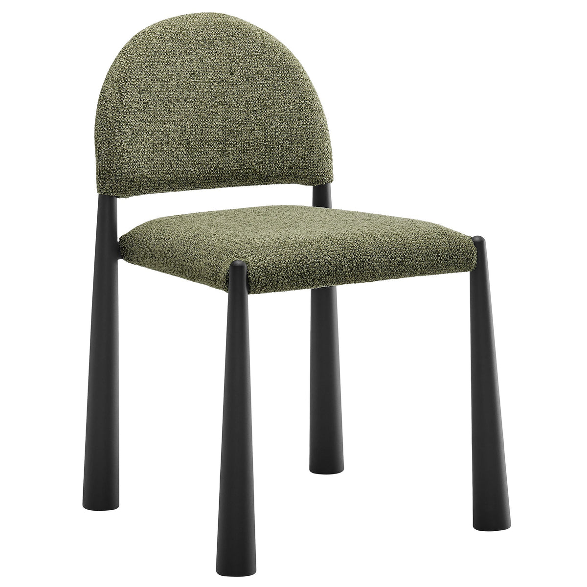Hayley upholstered dining side chair olive boucle fabric with black legs on Tampa Home & Garden Store