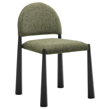 Hayley upholstered dining side chair olive boucle fabric with black legs on Tampa Home & Garden Store