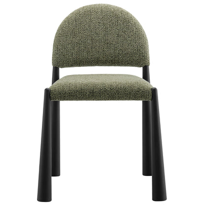 Hayley Upholstered Fabric Dining Side Chair in olive boucle with black legs on Tampa Home & Garden Store