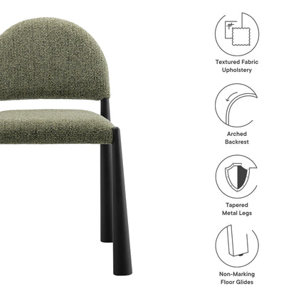 Hayley Upholstered Fabric Dining Side Chair with olive textured fabric and black metal legs on Tampa Home & Garden Store