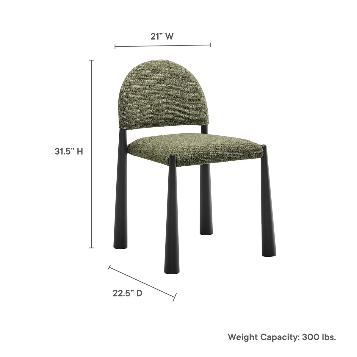 Hayley Upholstered Dining Side Chair olive-green textured fabric with black legs HouseOfZazla on Tampa Home & Garden Store