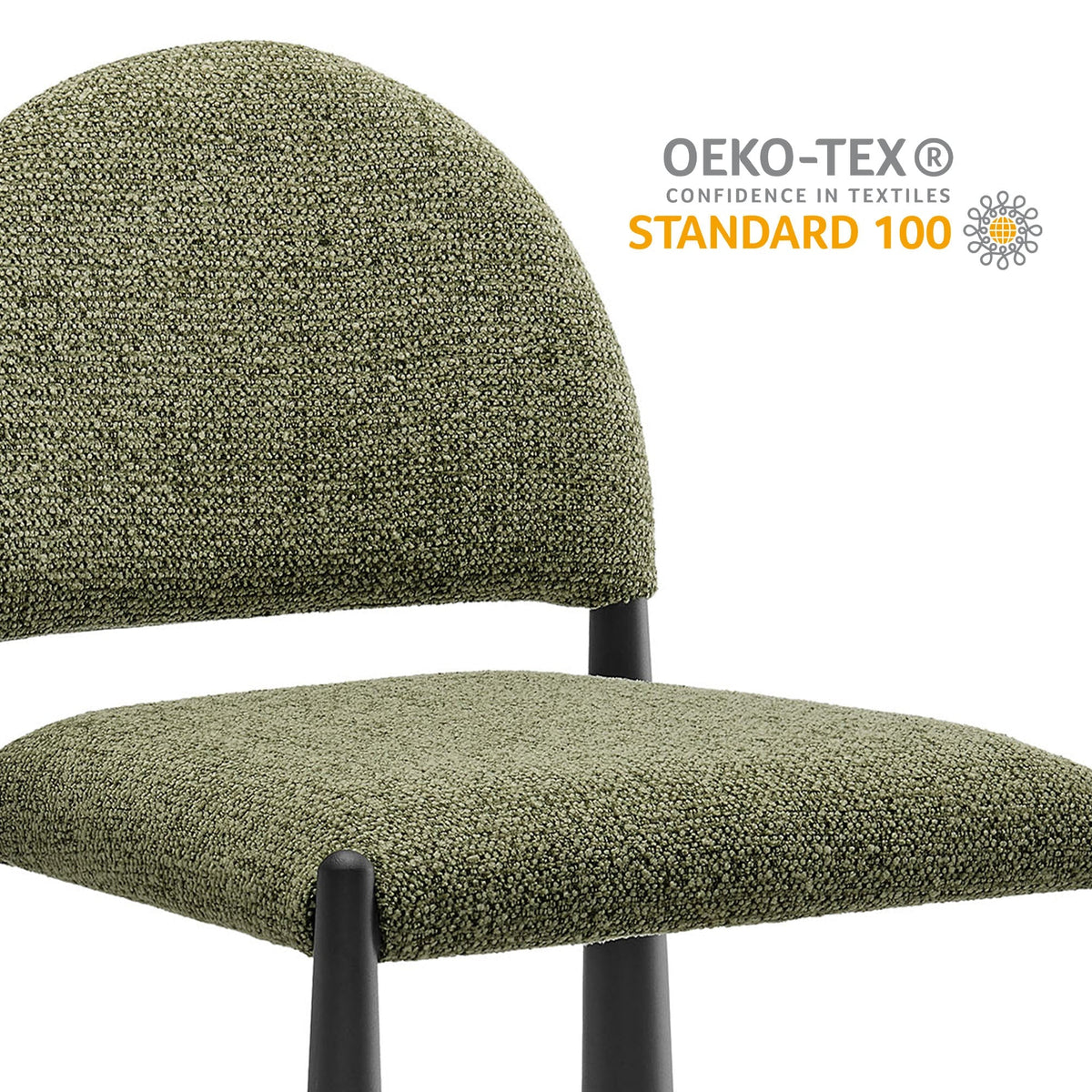 Hayley upholstered fabric dining side chair by Modway olive boucle with black legs on Tampa Home & Garden Store