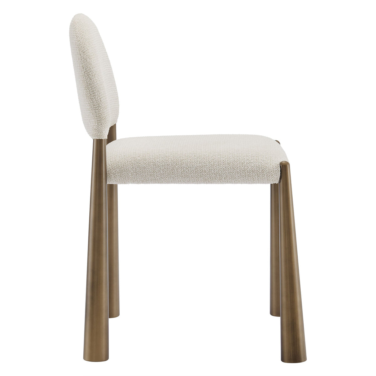 Hayley upholstered dining side chair beige boucle fabric with wooden legs by HouseOfZazla on Tampa Home & Garden Store