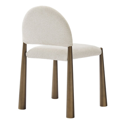 Hayley upholstered fabric dining side chair beige boucle with wooden legs HouseOfZazla on Tampa Home & Garden Store