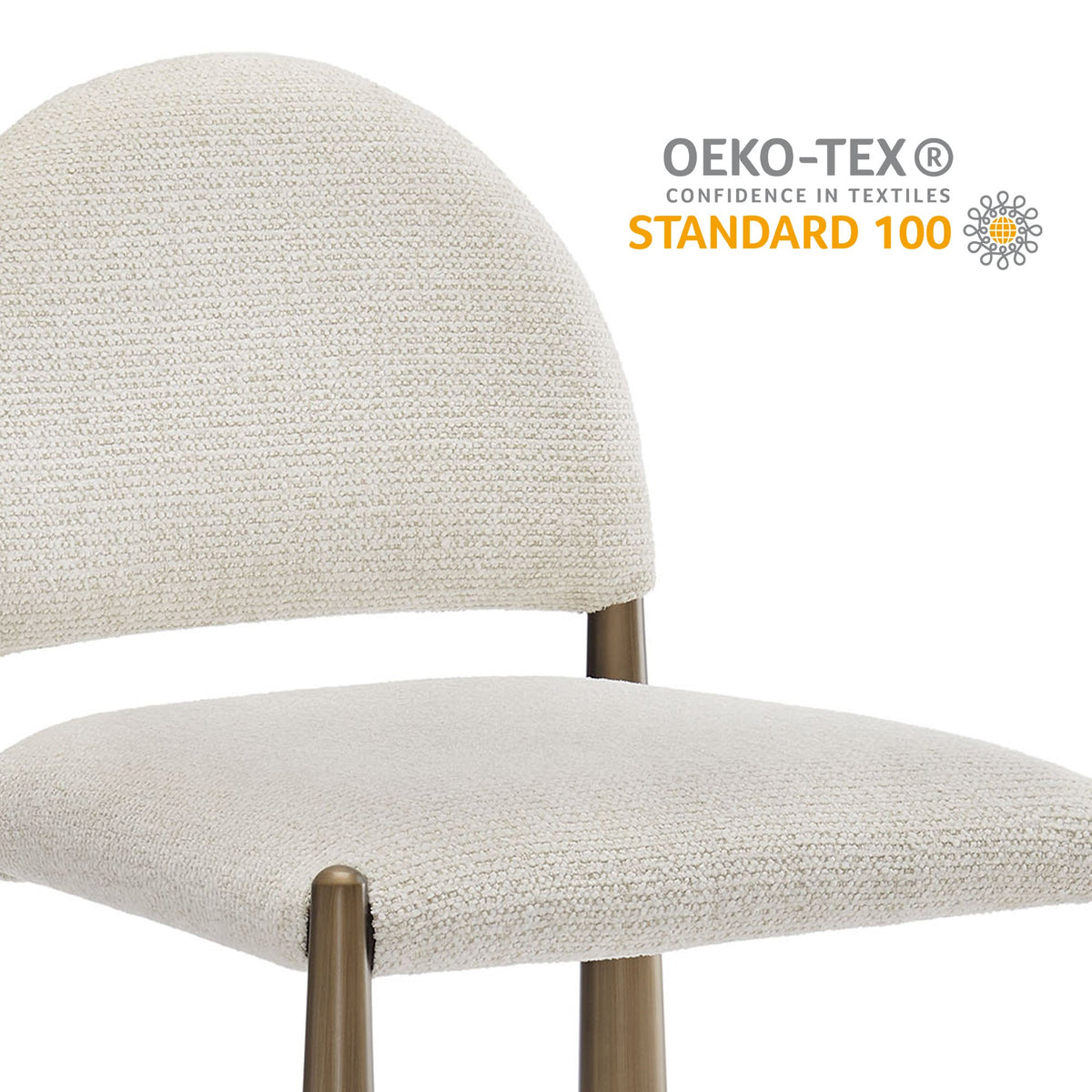 Hayley upholstered fabric dining side chair in beige boucle with wood legs HouseOfZazla on Tampa Home & Garden Store