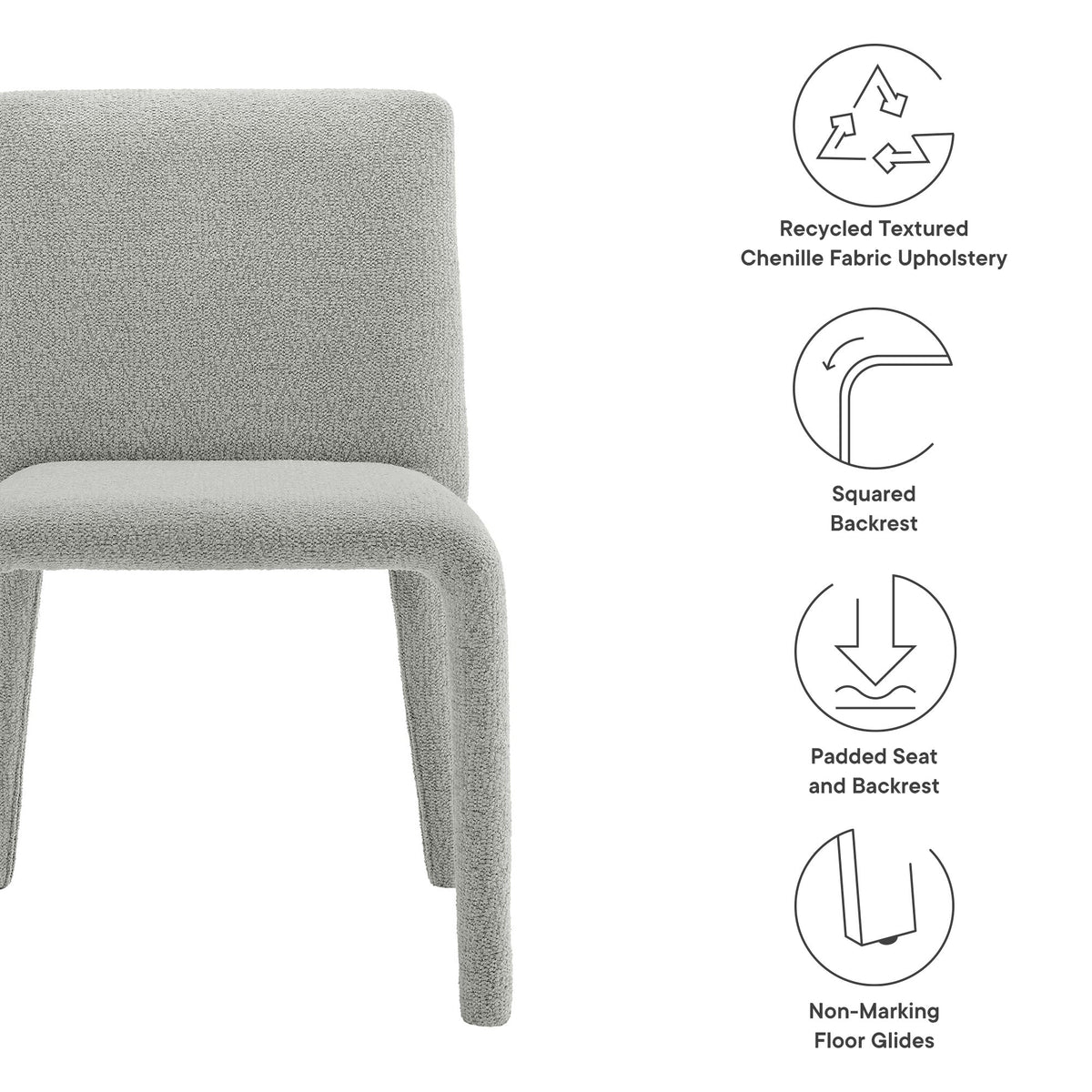 Rhodes Fabric Upholstered Dining Chair by Modway in light gray chenille upholstery for dining on Tampa Home & Garden Store