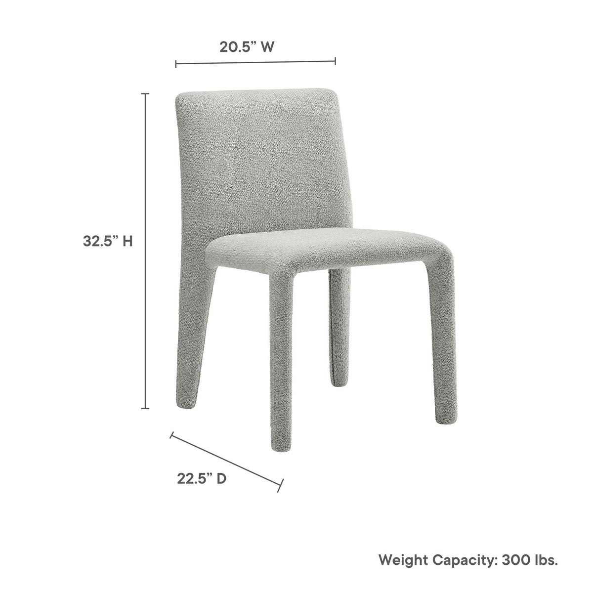 Rhodes fabric upholstered dining chair in gray with high back and textured fabric by Modway on Tampa Home & Garden Store