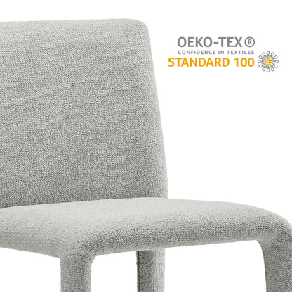Rhodes Fabric Upholstered Dining Chair in gray textured fabric with curved back and seat on Tampa Home & Garden Store
