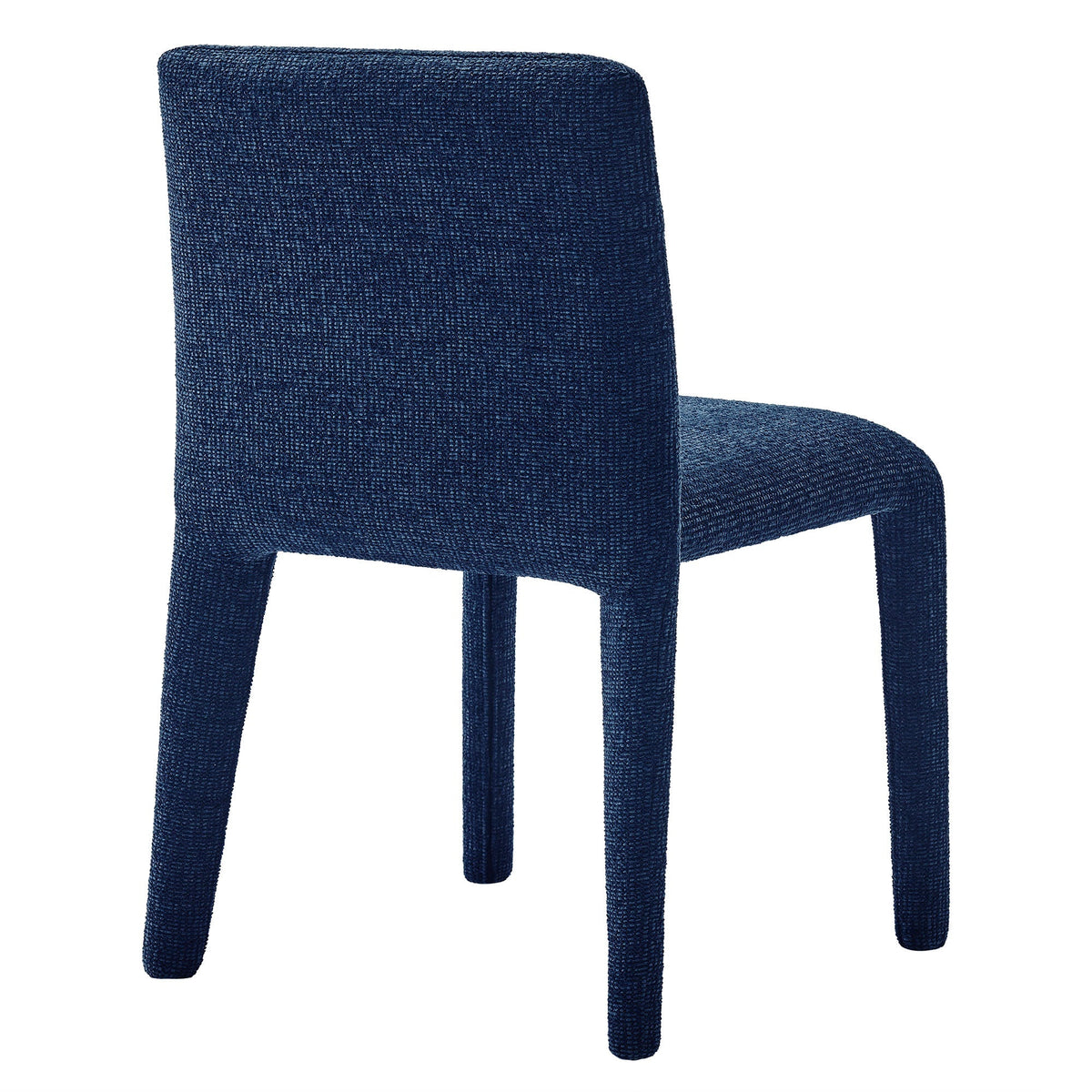 Rhodes Fabric Upholstered Dining Chair navy blue textured fabric, close-up of backrest and legs on Tampa Home & Garden Store