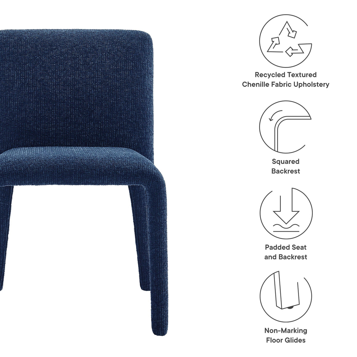 Rhodes Fabric Upholstered Dining Chair in blue chenille by Modway on Tampa Home & Garden Store