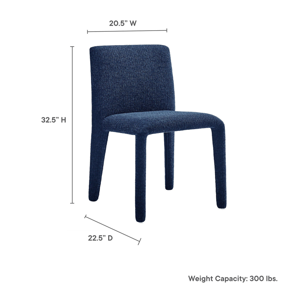 Rhodes Fabric Upholstered Dining Chair by Modway navy blue textured fabric, 4-leg dining chair on Tampa Home & Garden Store