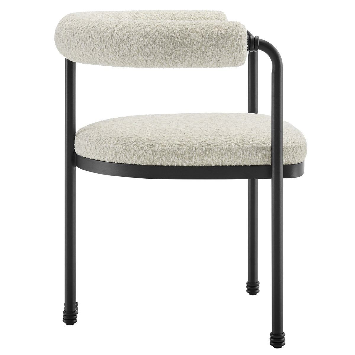 Turin Curved Back Boucle Dining Chair in cream boucle with black metal frame HouseOfZazla on Tampa Home & Garden Store