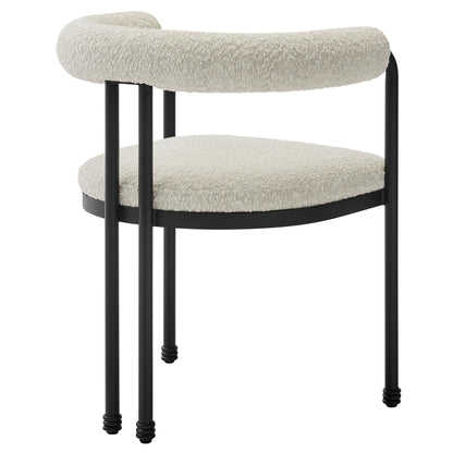 Turin curved-back bouclé dining chair with black metal frame on Tampa Home & Garden Store
