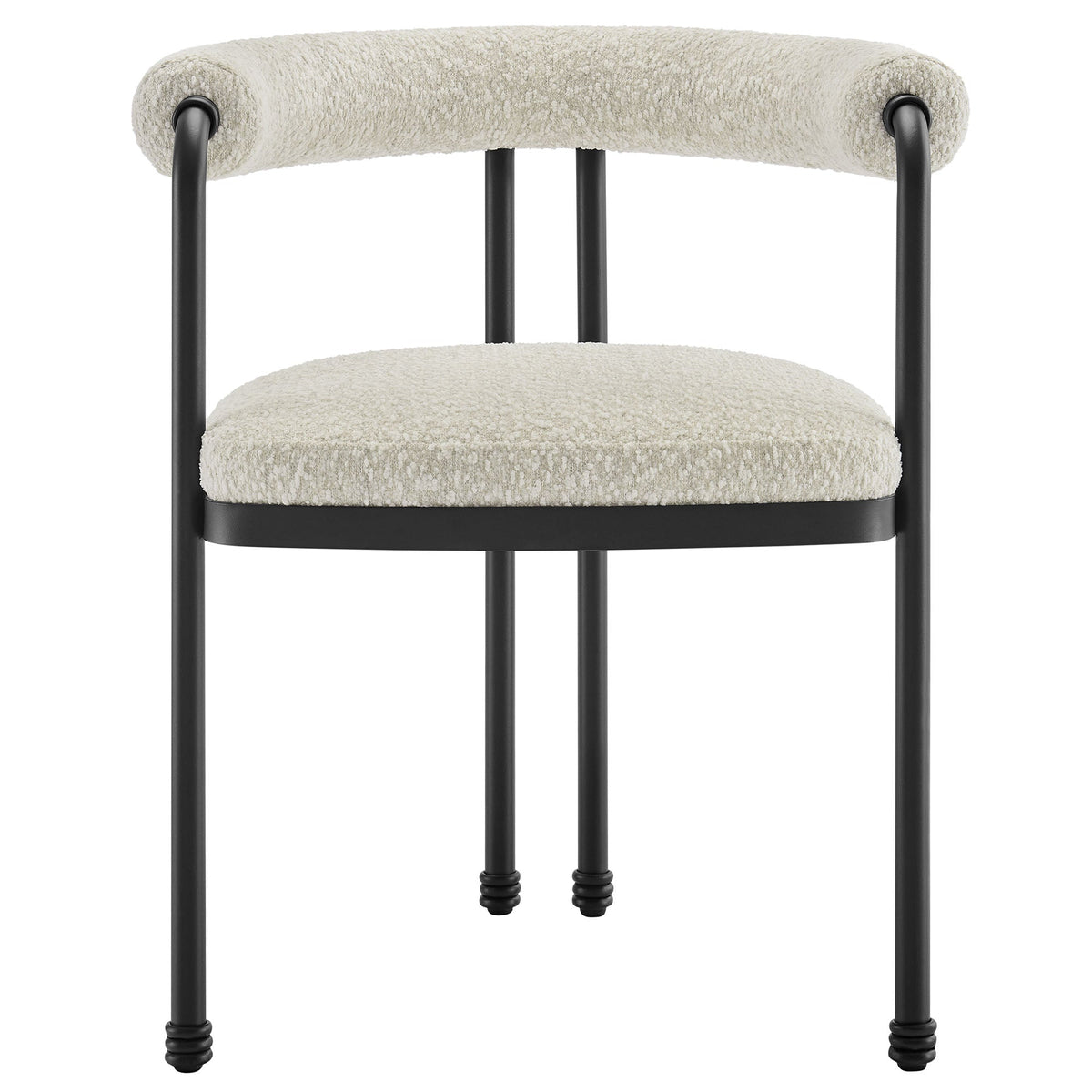 Turin Curved Back Boucle Dining Chair by Modway, cream boucle seat, black metal frame on Tampa Home & Garden Store