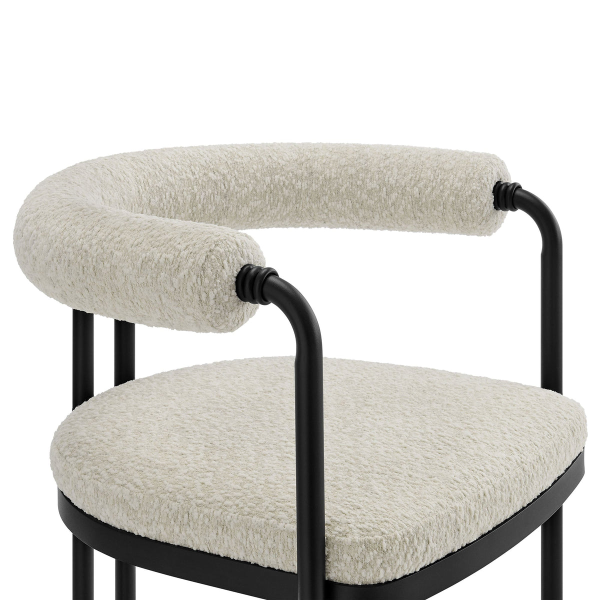 Turin curved-back boucle dining chair with cream fabric and black metal frame HouseOfZazla on Tampa Home & Garden Store