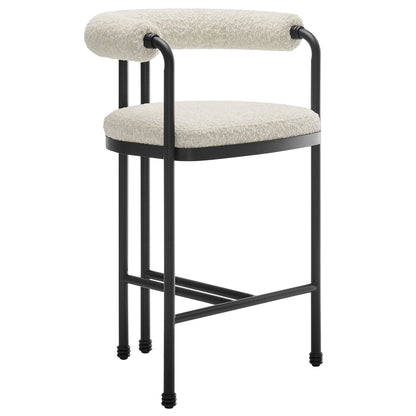 Turin curved-back counter stool with cream upholstery and black metal frame by HouseOfZazla on Tampa Home & Garden Store
