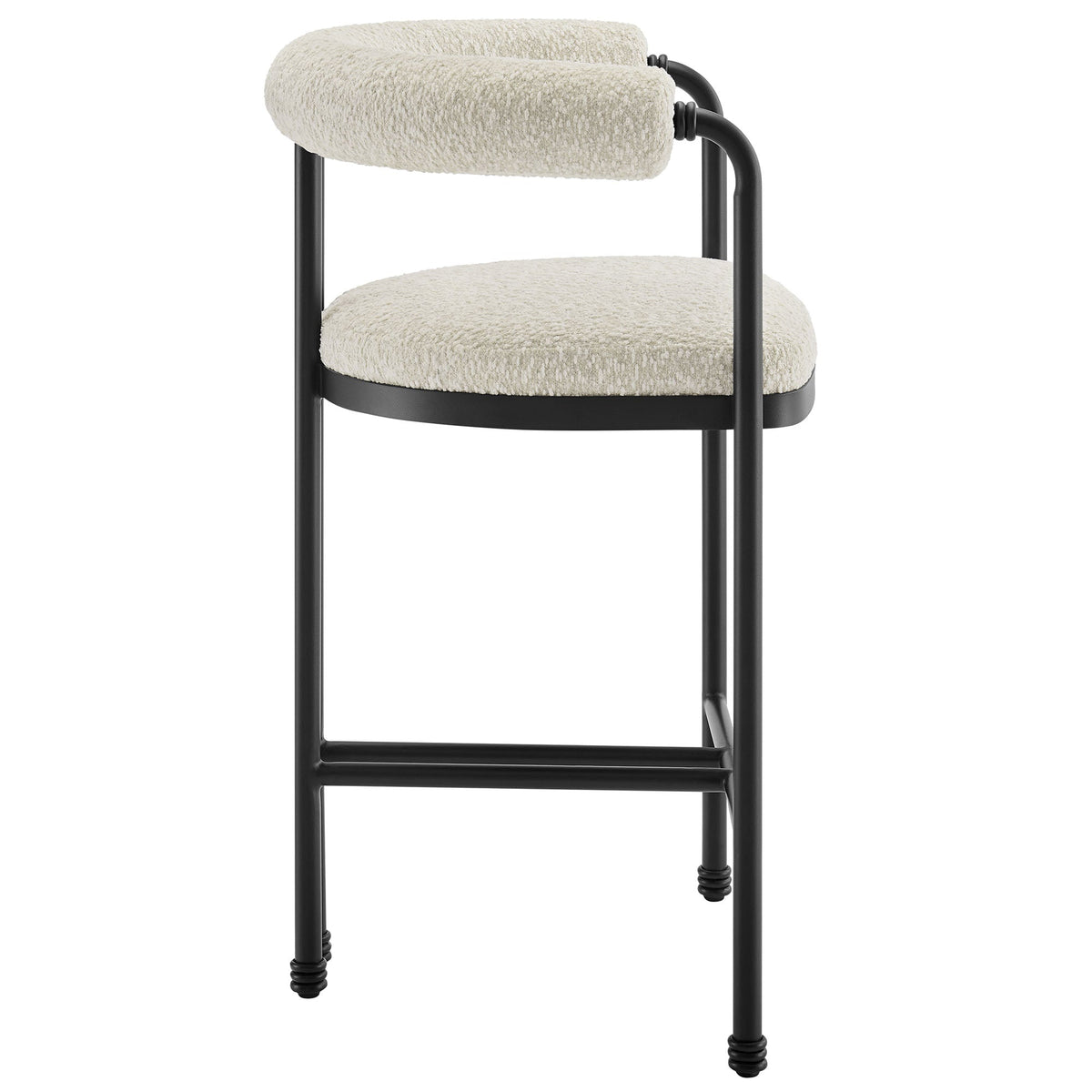 Turin curved back bouclé counter stool with cream upholstery and black metal frame by Modway on Tampa Home & Garden Store
