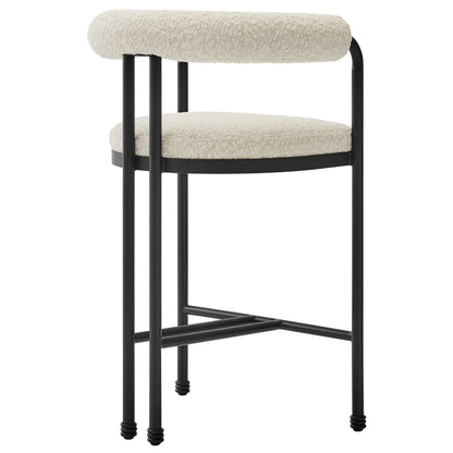 Turin Curved Back Boucle and Metal Counter Stool with black metal frame by Modway on Tampa Home & Garden Store