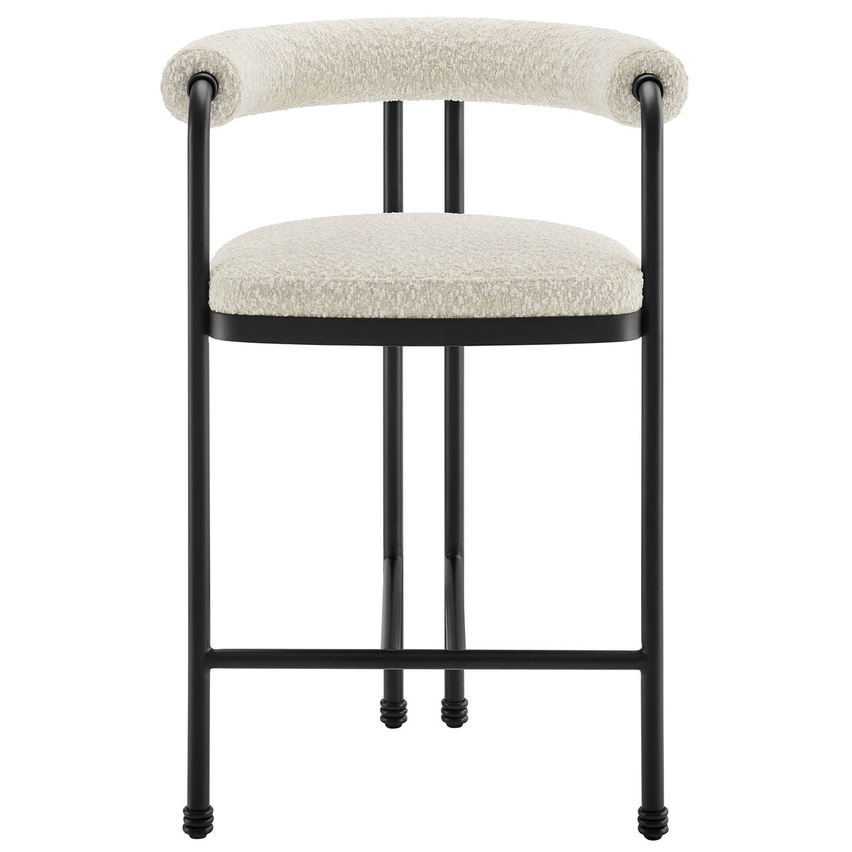 Modway Turin Curved Back Bouclé Counter Stool, cream boucle upholstery with black metal frame on Tampa Home & Garden Store