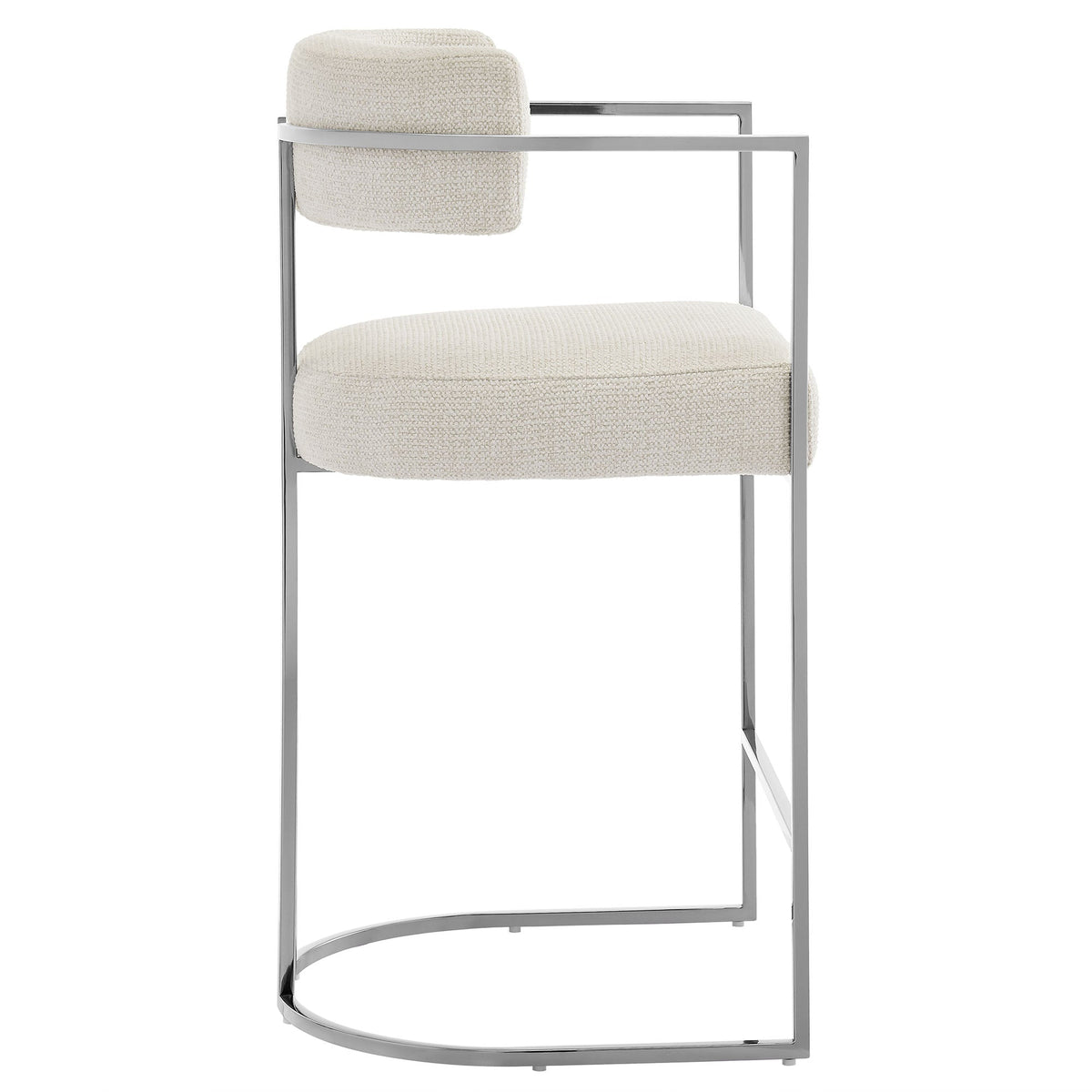 Huron curved-back fabric and metal counter stool by Modway, beige upholstery, chrome frame on Tampa Home & Garden Store