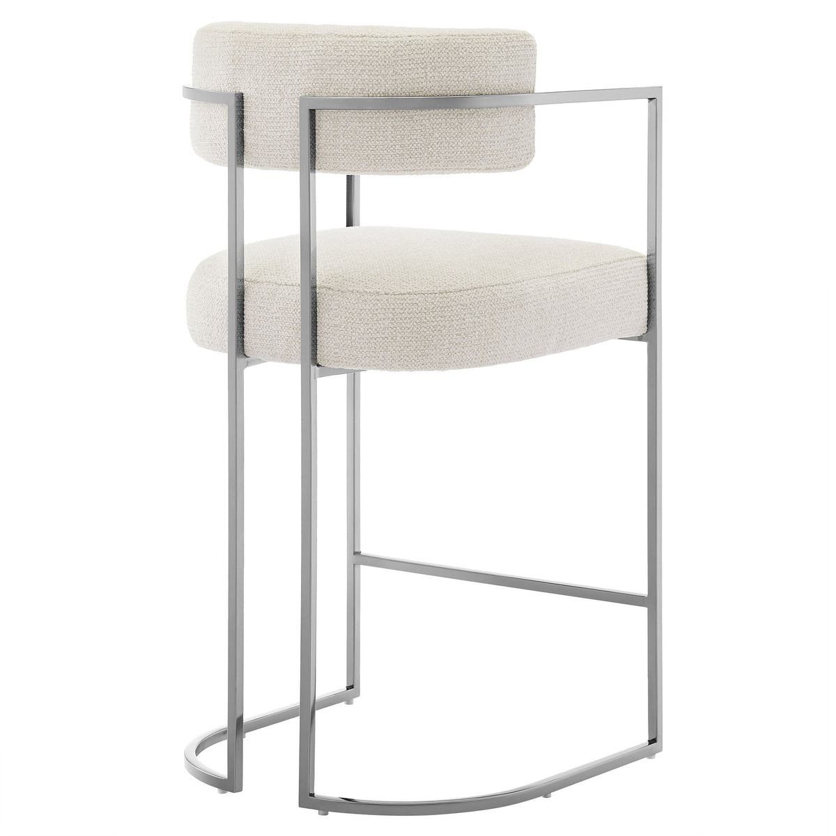 Huron curved-back counter stool by Modway, beige fabric upholstery, chrome metal frame on Tampa Home & Garden Store