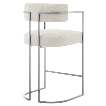 Huron curved-back counter stool by Modway, beige fabric upholstery, chrome metal frame on Tampa Home & Garden Store