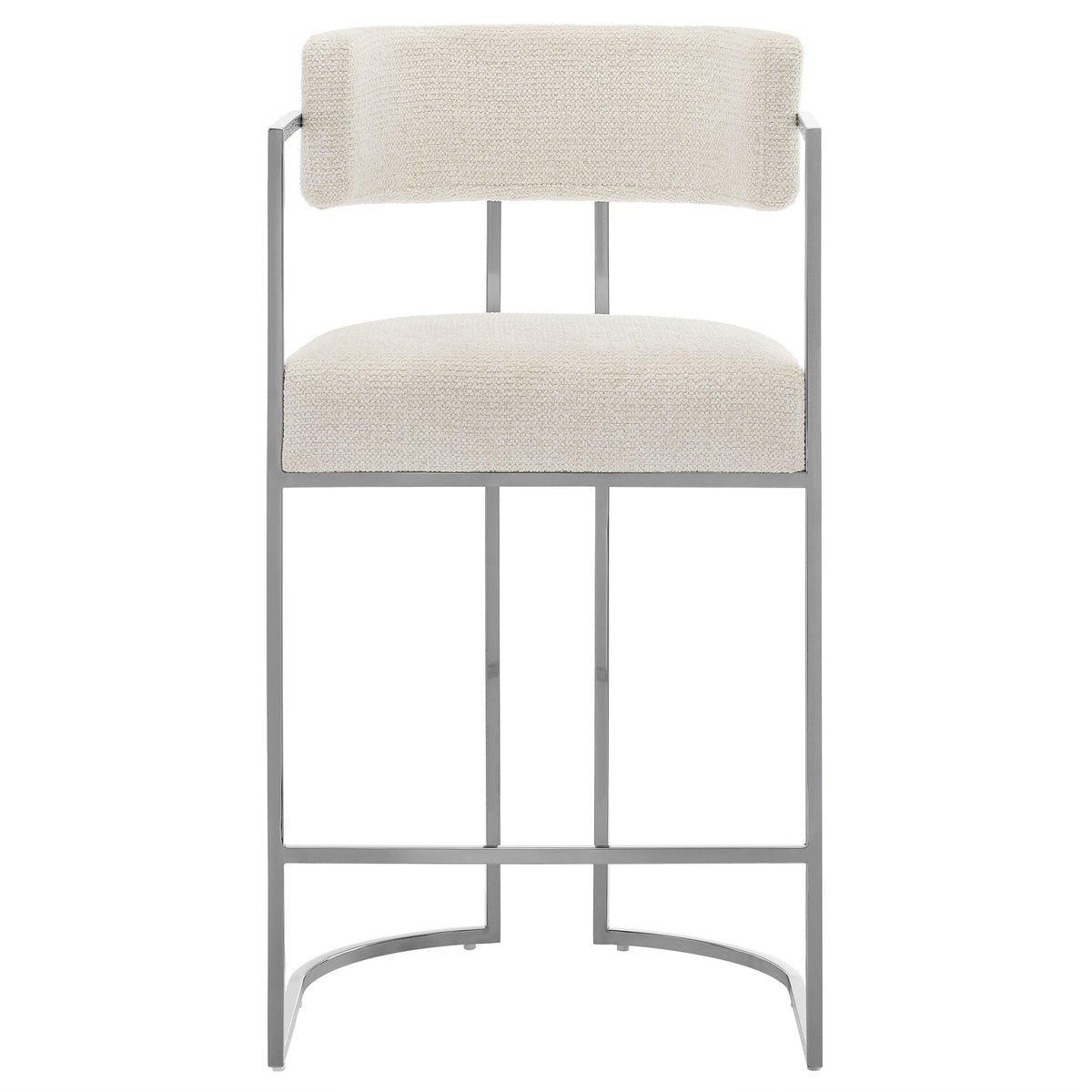 Huron curved back counter stool cream boucle fabric upholstery chrome frame Modway on Tampa Home & Garden Store