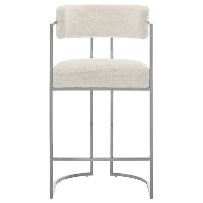 Huron curved back counter stool cream boucle fabric upholstery chrome frame Modway on Tampa Home & Garden Store