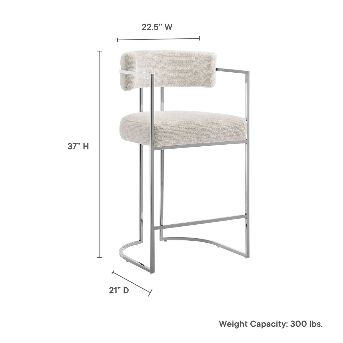 Huron curved-back counter stool by Modway, beige fabric upholstery, chrome metal frame on Tampa Home & Garden Store