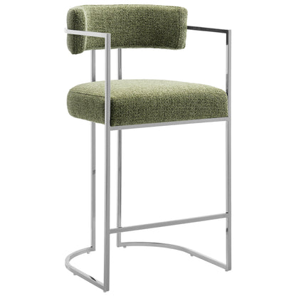 Huron curved-back counter stool with green boucle upholstery and chrome frame by Modway on Tampa Home & Garden Store