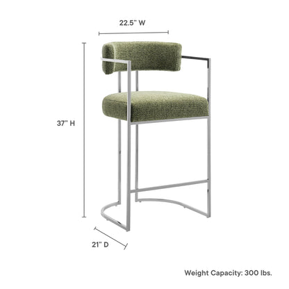 Huron curved-back counter stool by Modway in green fabric with chrome metal frame on Tampa Home & Garden Store